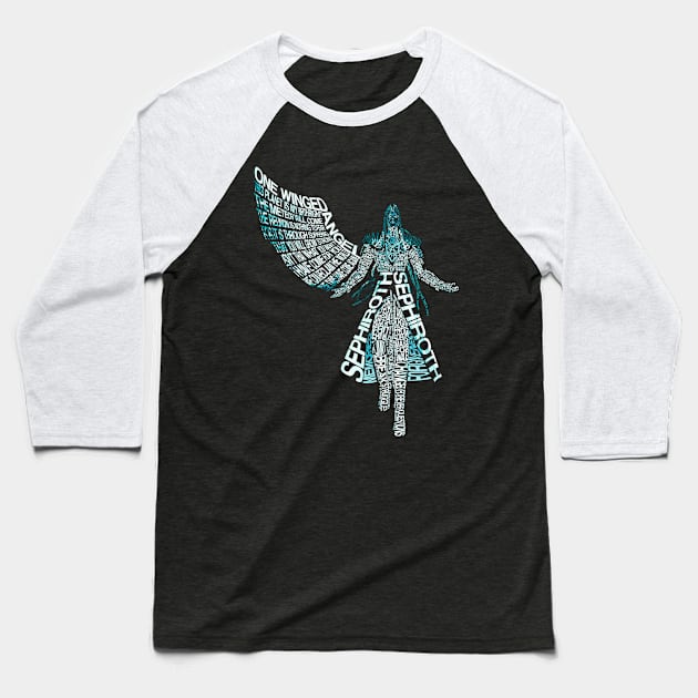 Typography One Winged Angel Baseball T-Shirt by SkyfrNight